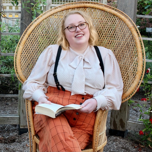 Unique Vintage Tops - Unique Vintage Cream and Brown Polka Dot Blouse